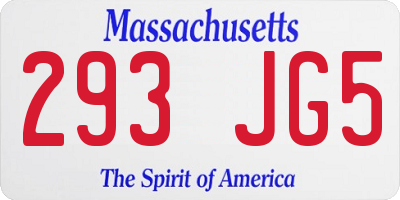 MA license plate 293JG5