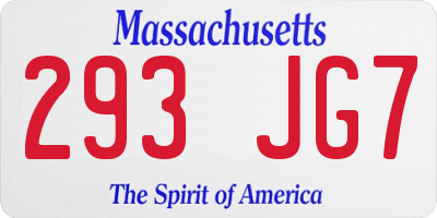 MA license plate 293JG7