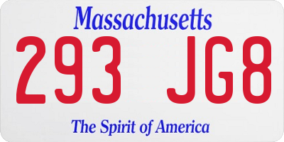 MA license plate 293JG8