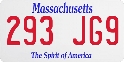 MA license plate 293JG9