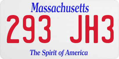 MA license plate 293JH3