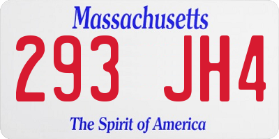 MA license plate 293JH4