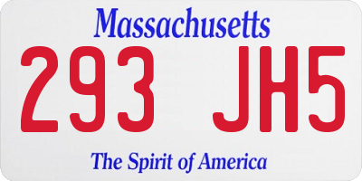 MA license plate 293JH5