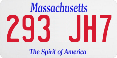 MA license plate 293JH7