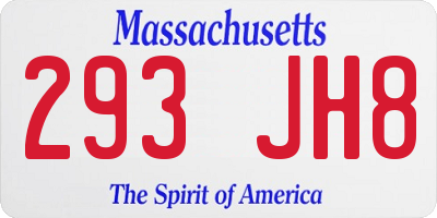 MA license plate 293JH8