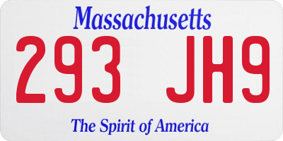 MA license plate 293JH9