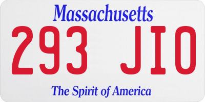 MA license plate 293JI0