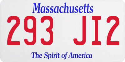 MA license plate 293JI2