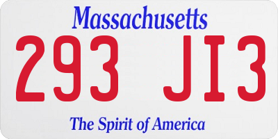 MA license plate 293JI3