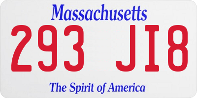 MA license plate 293JI8