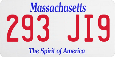 MA license plate 293JI9