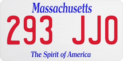 MA license plate 293JJ0