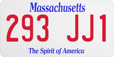 MA license plate 293JJ1