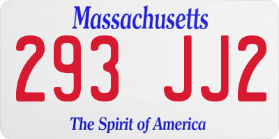 MA license plate 293JJ2