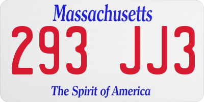 MA license plate 293JJ3