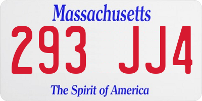MA license plate 293JJ4