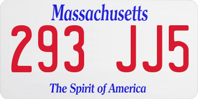 MA license plate 293JJ5