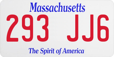 MA license plate 293JJ6