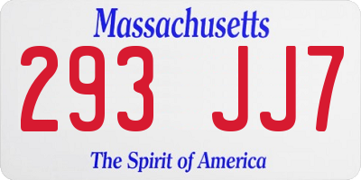 MA license plate 293JJ7