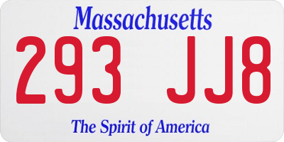 MA license plate 293JJ8