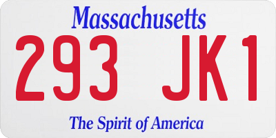 MA license plate 293JK1