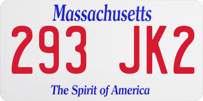 MA license plate 293JK2