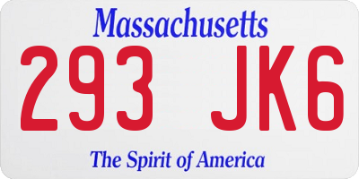 MA license plate 293JK6