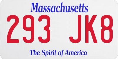 MA license plate 293JK8