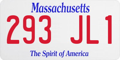 MA license plate 293JL1