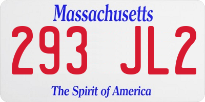 MA license plate 293JL2