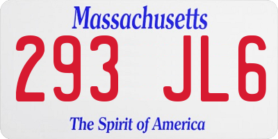 MA license plate 293JL6