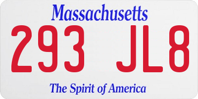 MA license plate 293JL8