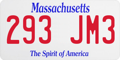 MA license plate 293JM3