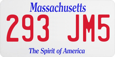 MA license plate 293JM5