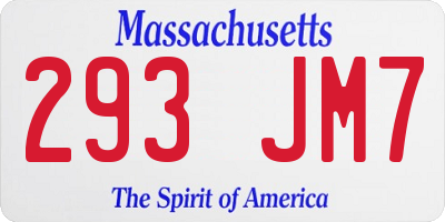 MA license plate 293JM7