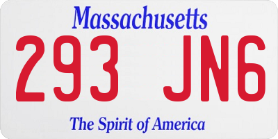 MA license plate 293JN6