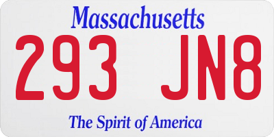 MA license plate 293JN8