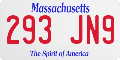 MA license plate 293JN9