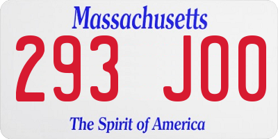 MA license plate 293JO0