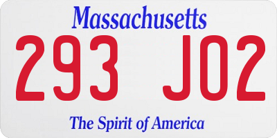 MA license plate 293JO2