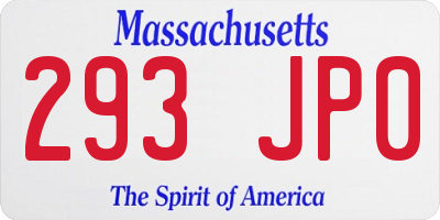 MA license plate 293JP0