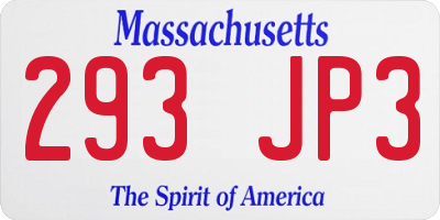 MA license plate 293JP3