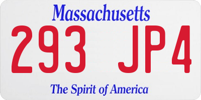MA license plate 293JP4