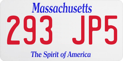 MA license plate 293JP5