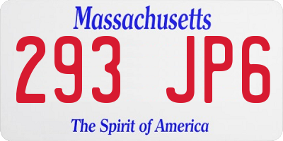 MA license plate 293JP6
