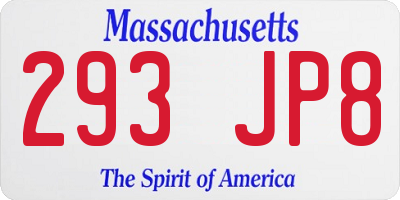 MA license plate 293JP8