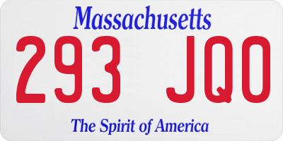 MA license plate 293JQ0