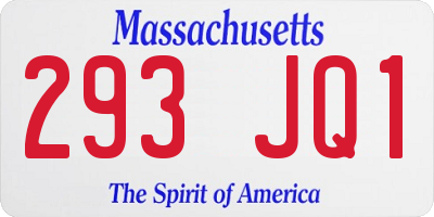 MA license plate 293JQ1