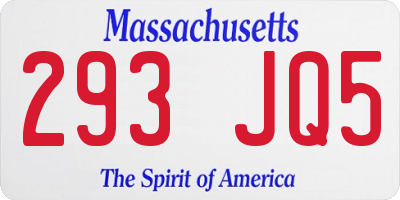 MA license plate 293JQ5