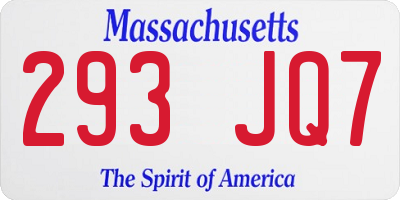 MA license plate 293JQ7